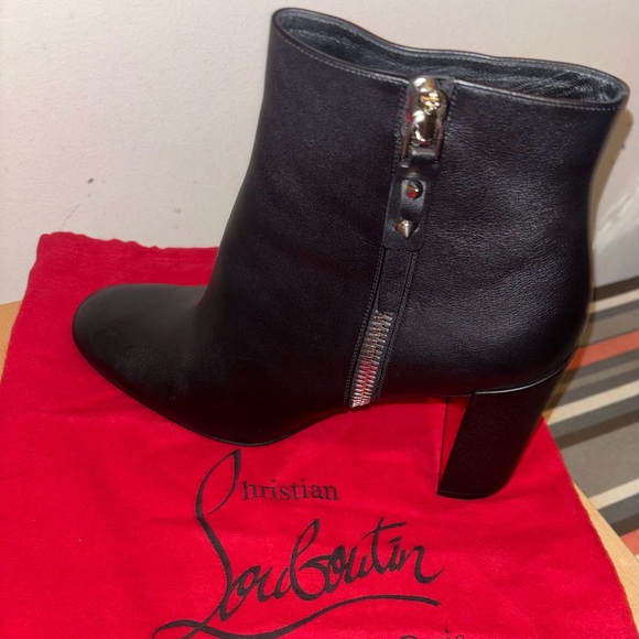 Christian Louboutin Shoes - Christian Louboutin Black Ankle Booties with Signature Red Heel